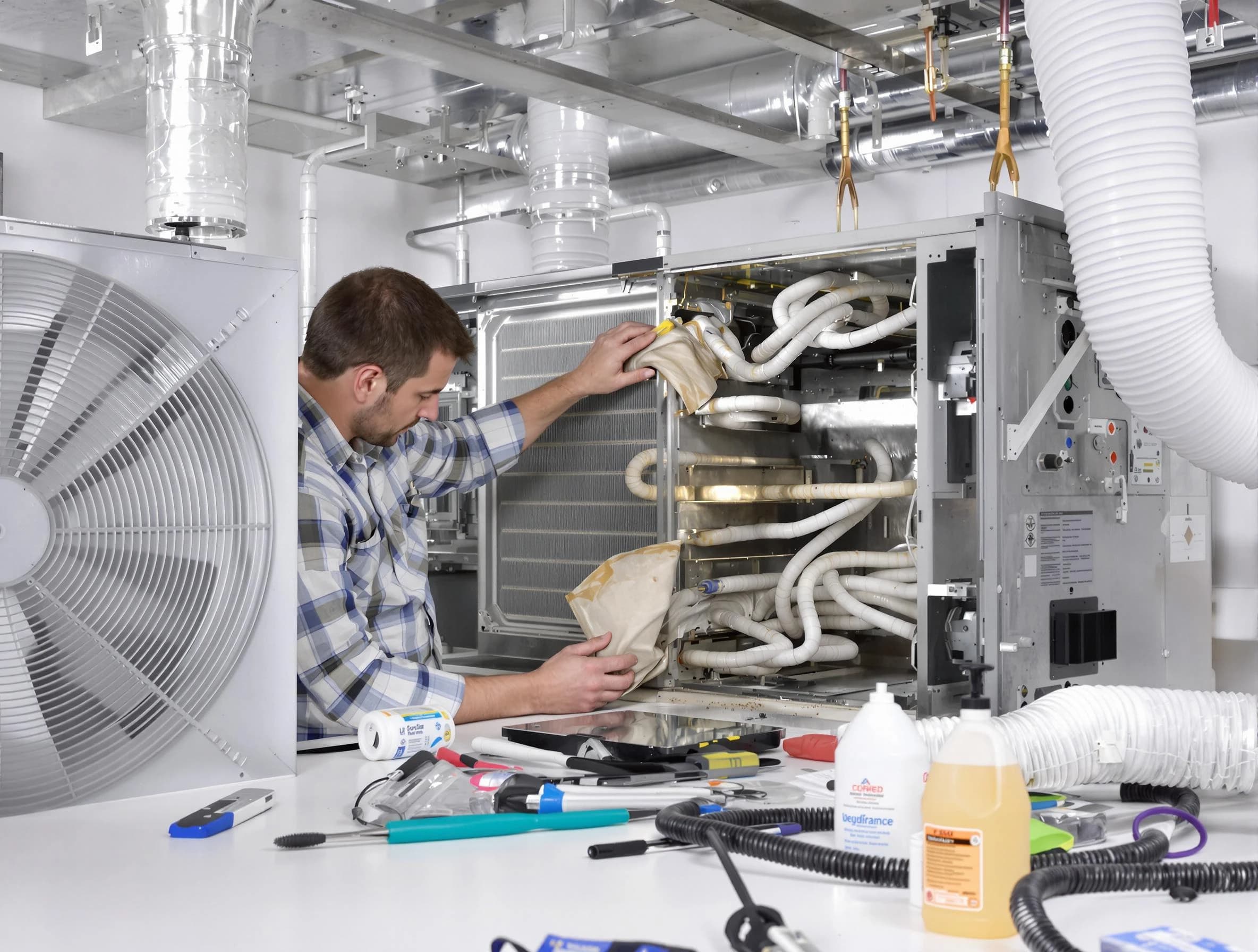 North Valley Air Duct Cleaning specialist performing precision AC coil cleaning in North Valley