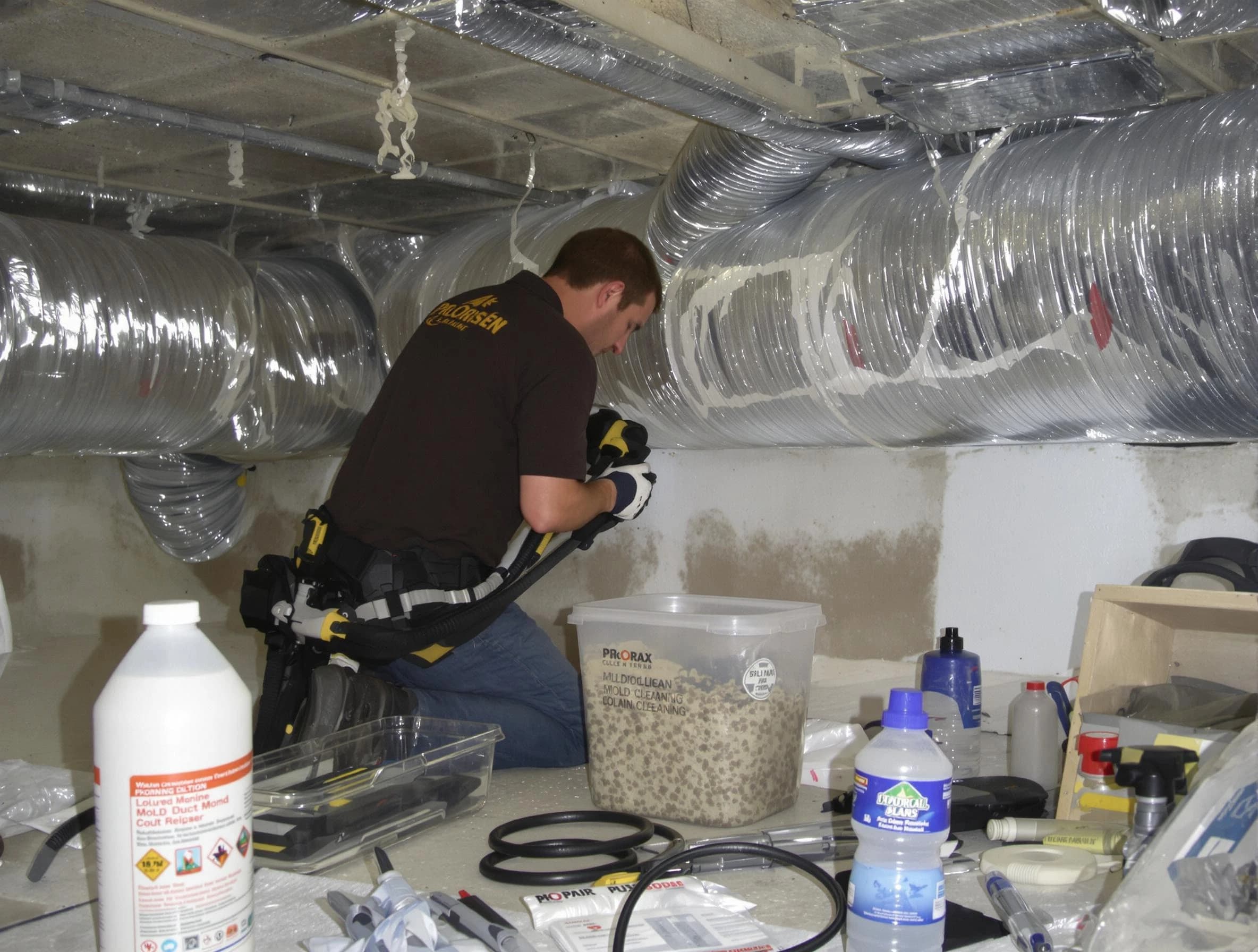 North Valley Air Duct Cleaning specialist performing professional mold removal from air ducts in North Valley