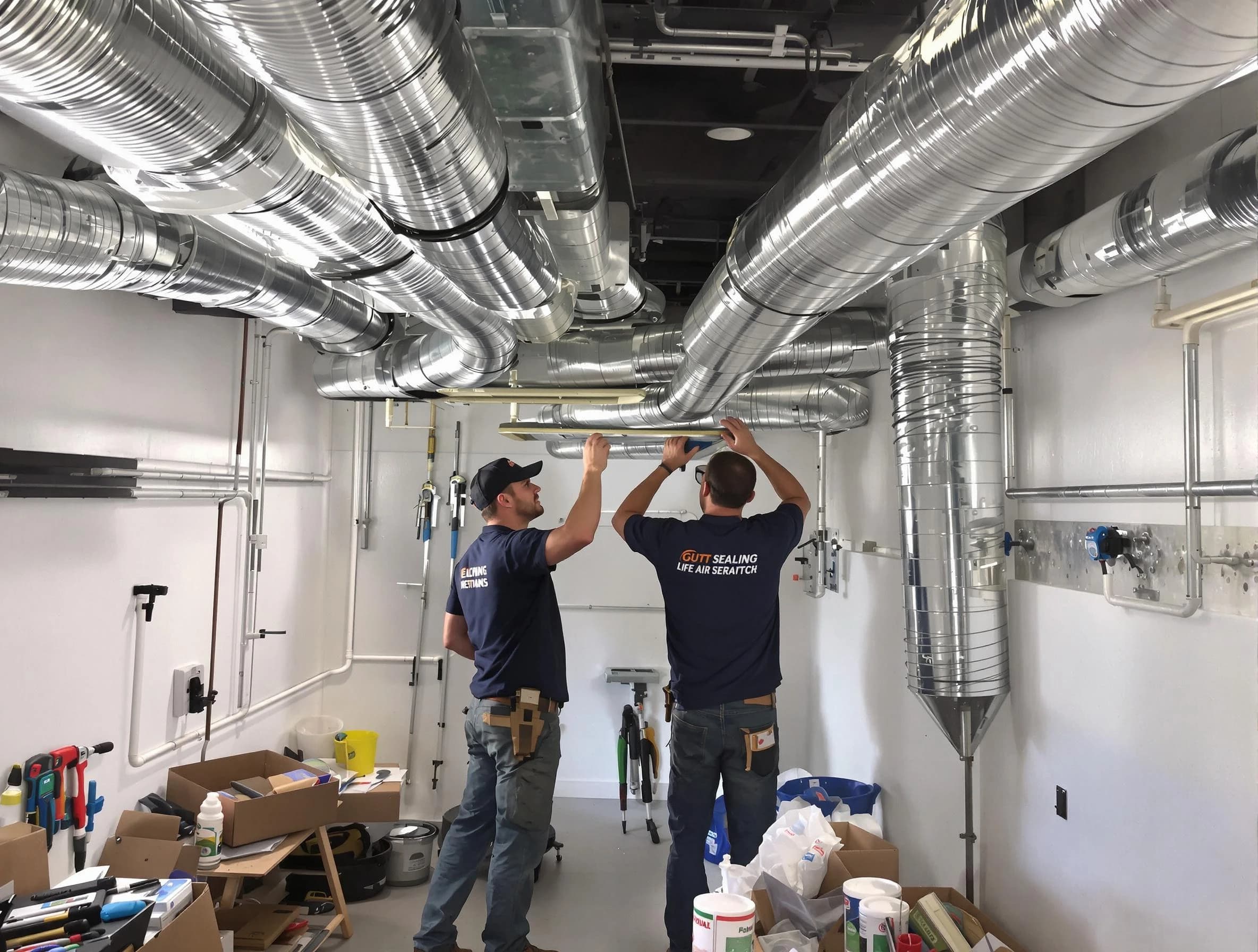 North Valley Air Duct Cleaning technician applying professional duct sealing solutions in North Valley