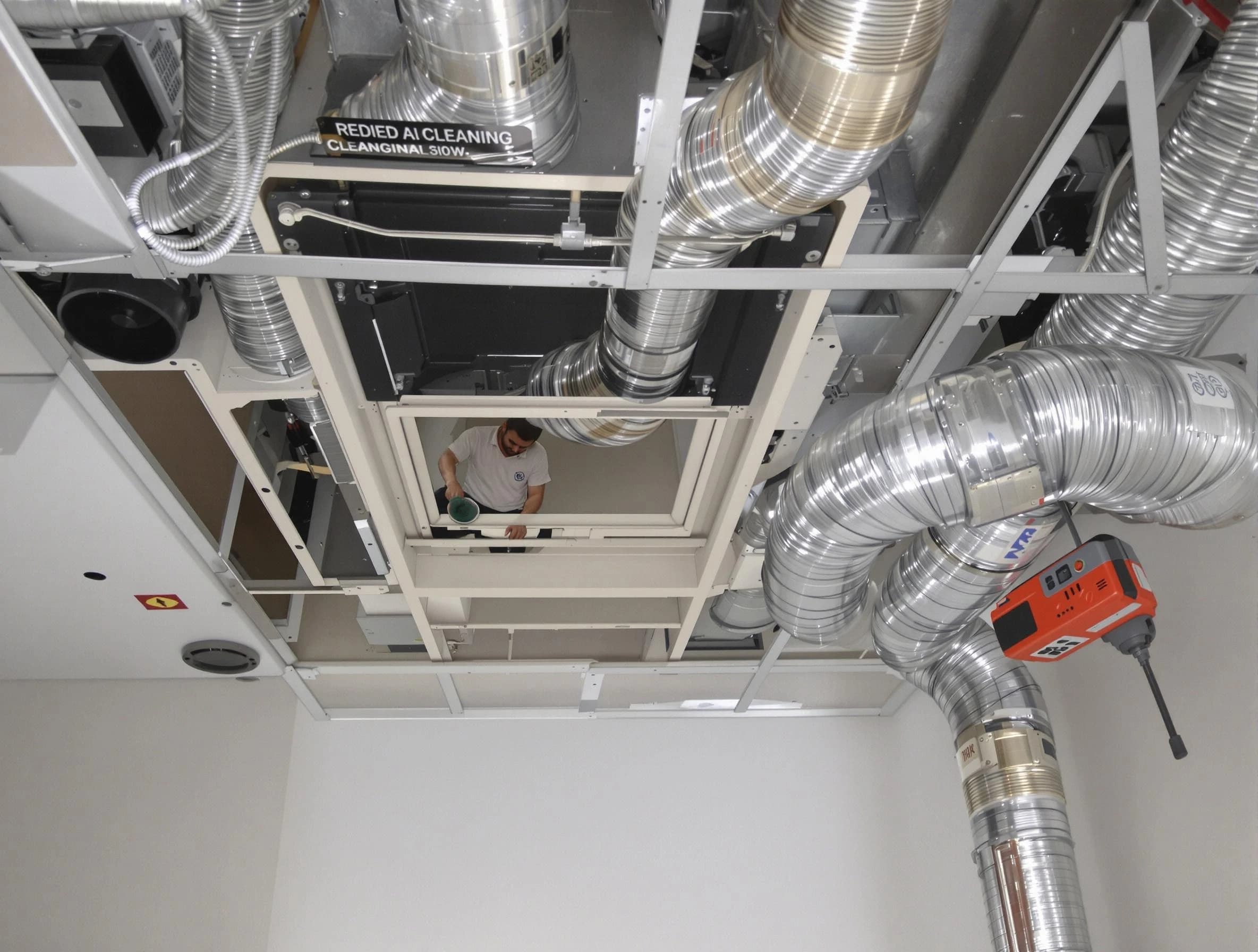 North Valley Air Duct Cleaning technician performing detailed central duct system cleaning in North Valley
