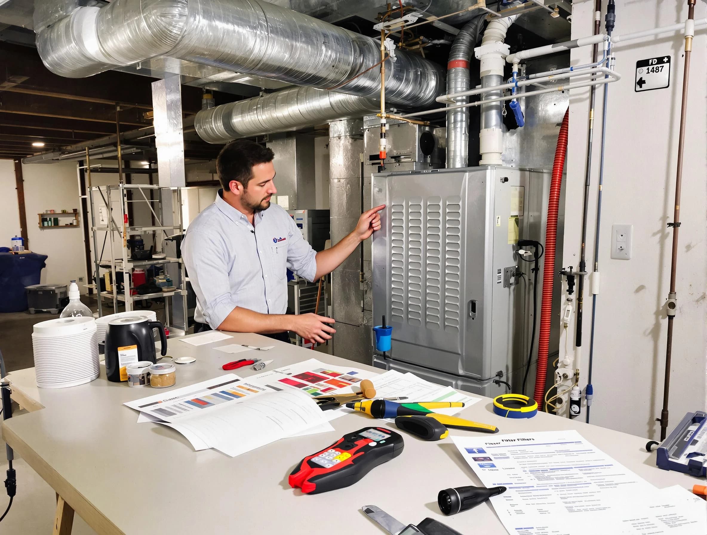 North Valley Air Duct Cleaning inspector conducting detailed filter system evaluation using professional diagnostic tools in North Valley