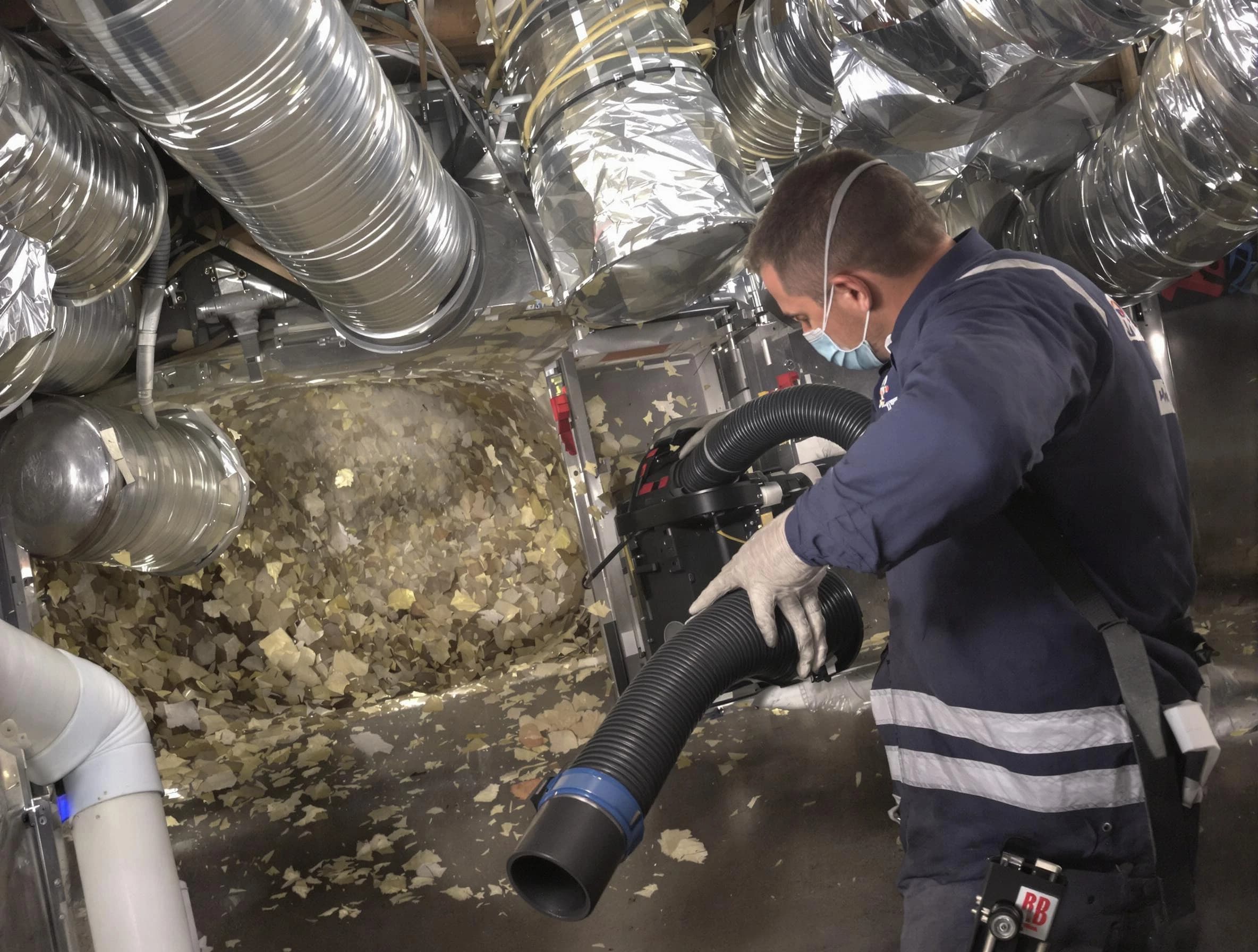 North Valley Air Duct Cleaning specialist operating negative pressure cleaning equipment for thorough duct maintenance in North Valley