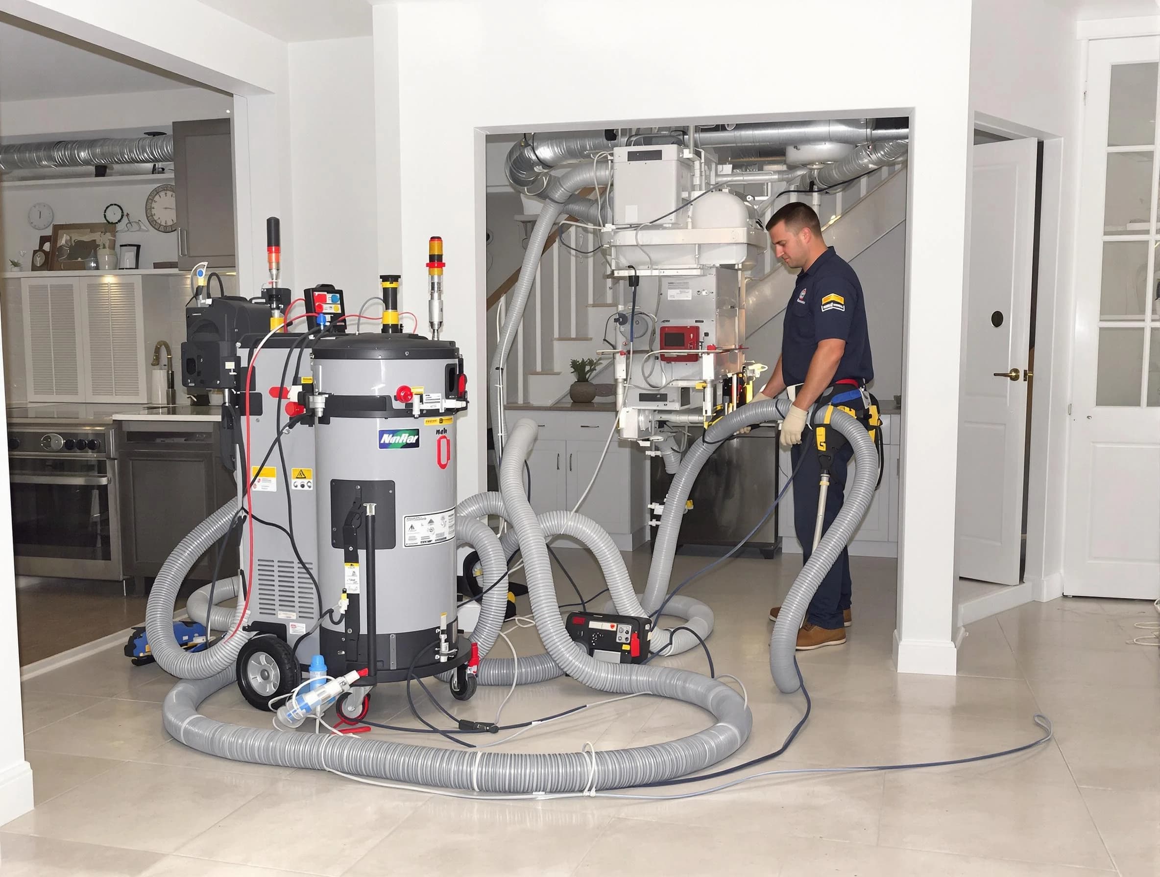 North Valley Air Duct Cleaning technician operating negative pressure cleaning equipment for thorough duct maintenance in North Valley