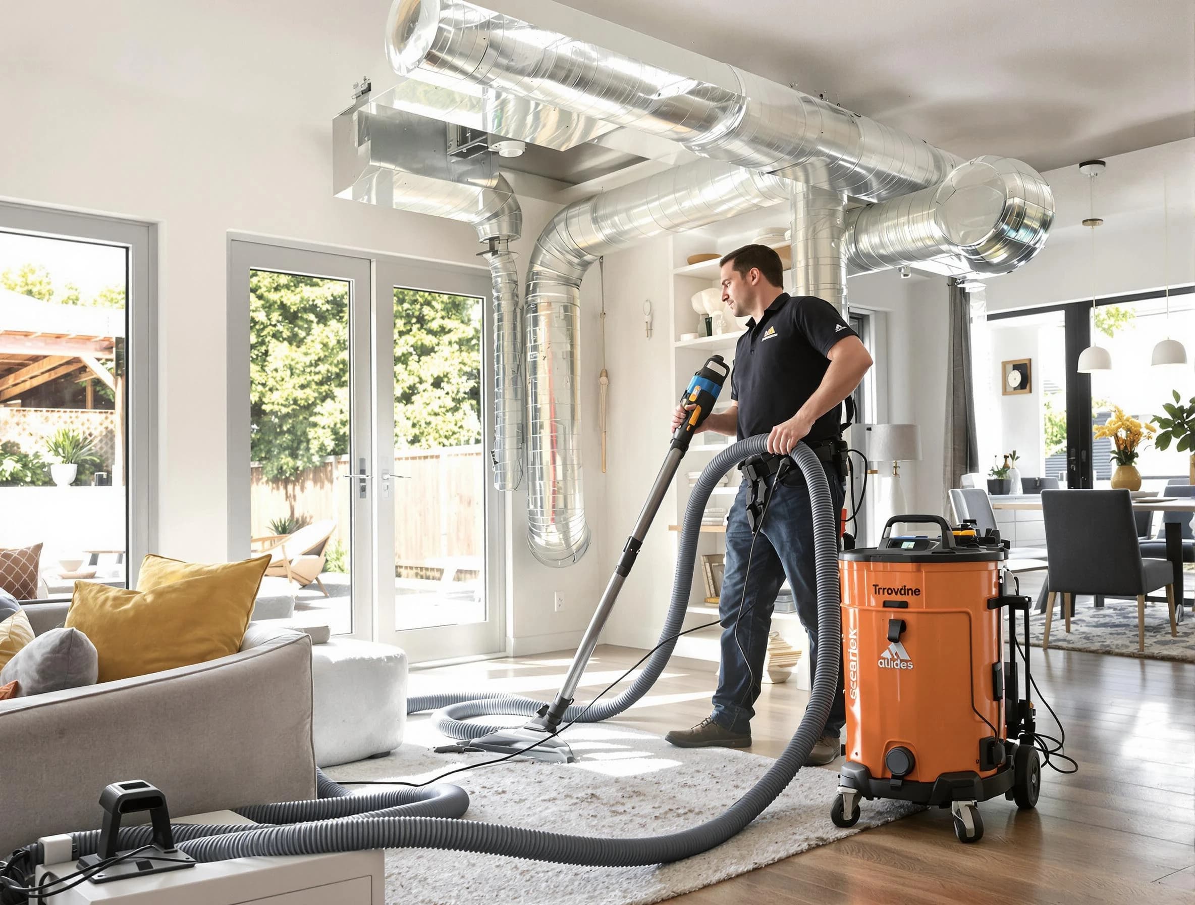 North Valley Air Duct Cleaning specialist performing thorough residential duct cleaning using advanced equipment in North Valley