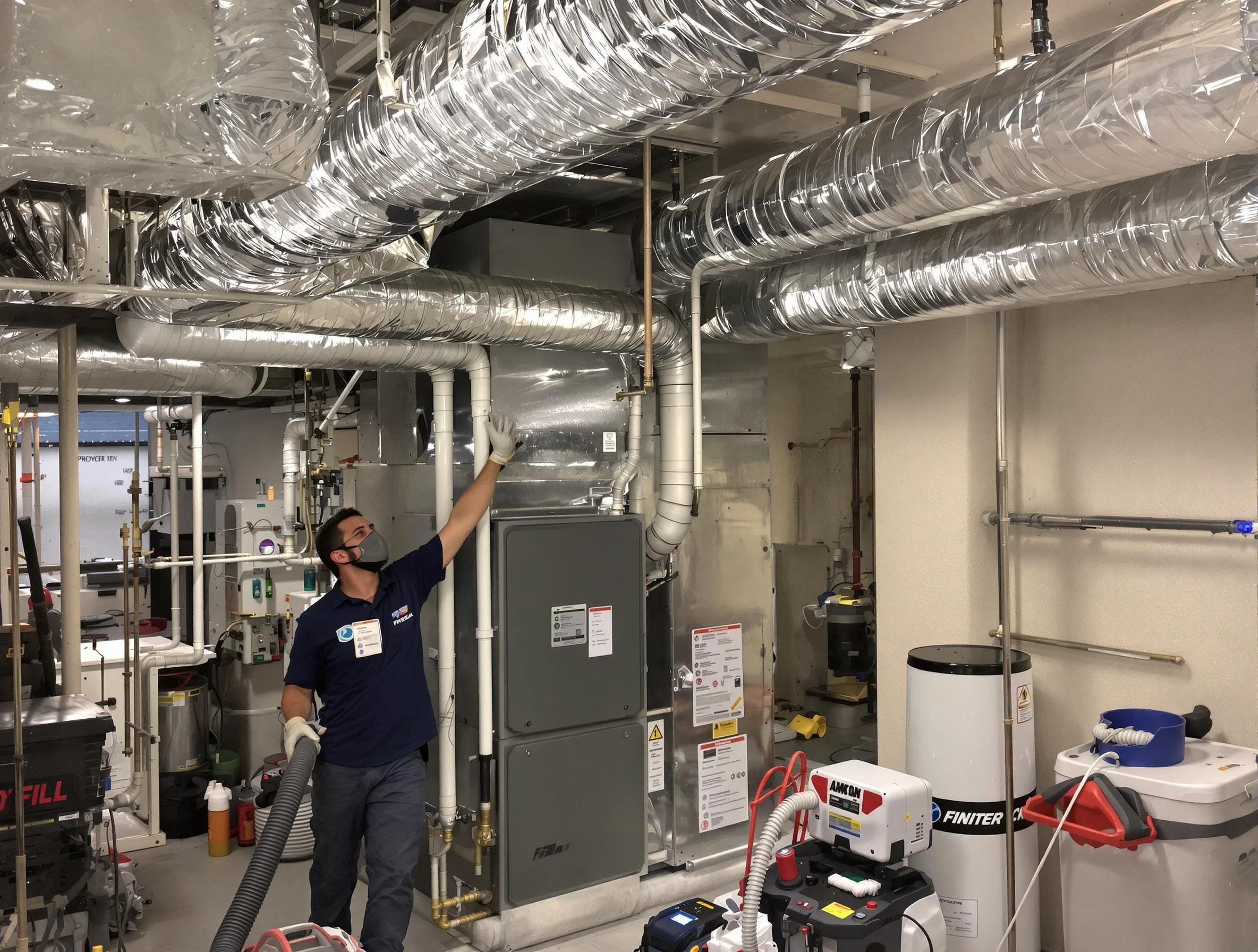 North Valley Air Duct Cleaning specialist performing thorough furnace duct cleaning in a North Valley residence