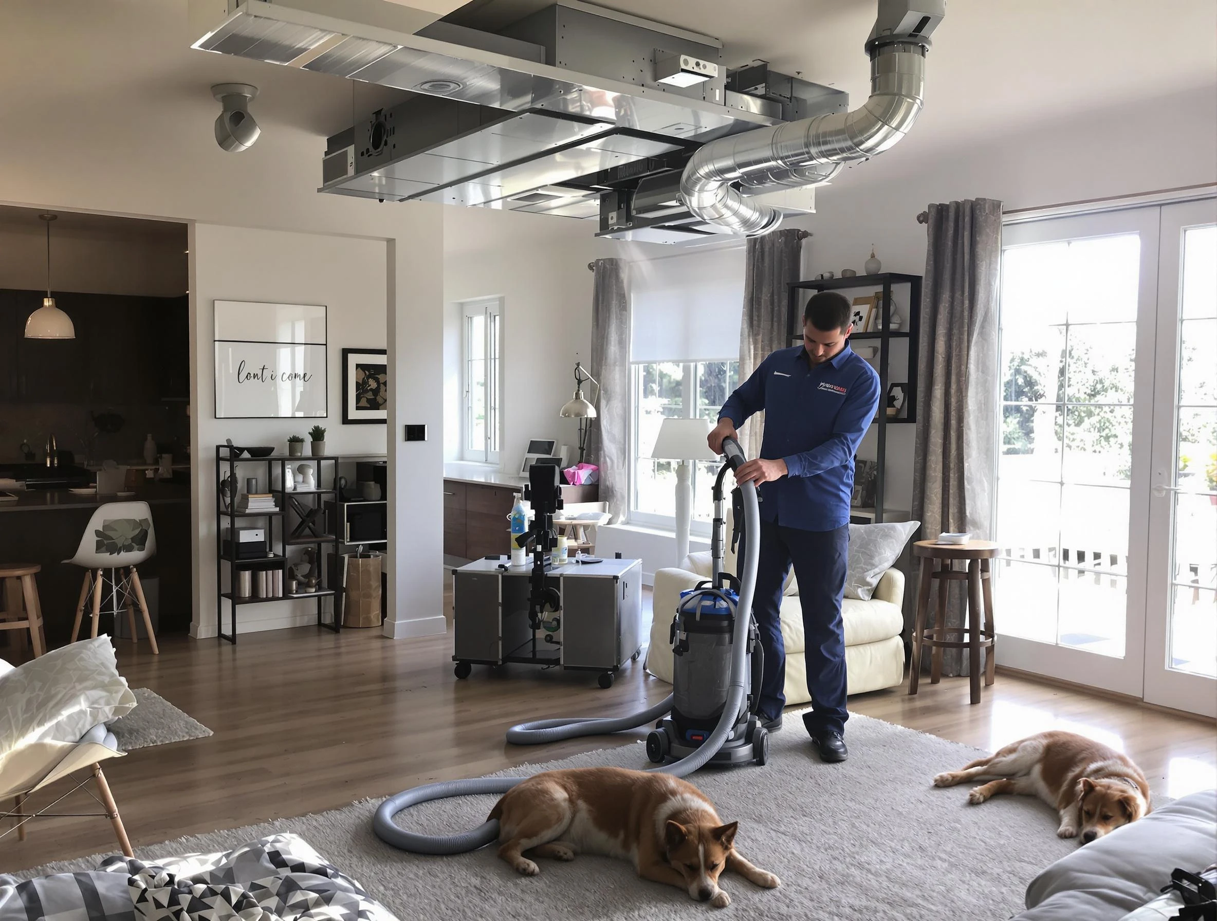 North Valley Air Duct Cleaning technician performing detailed indoor duct cleaning for improved air quality in North Valley