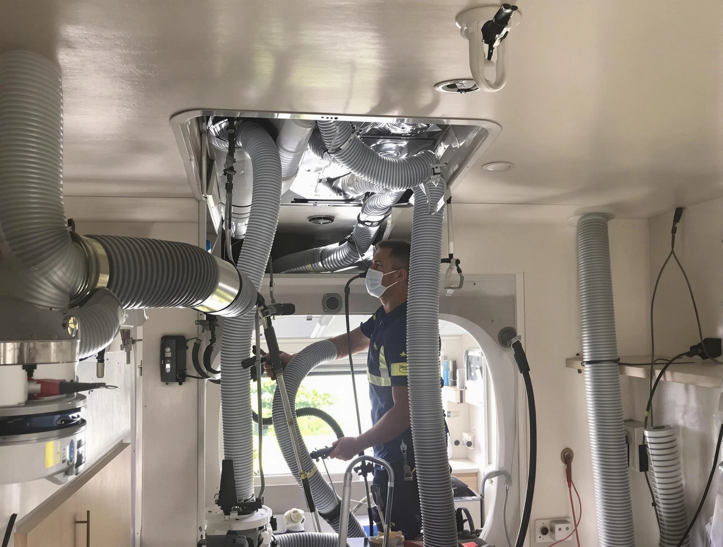 North Valley Air Duct Cleaning specialist performing precise mobile home duct cleaning in North Valley