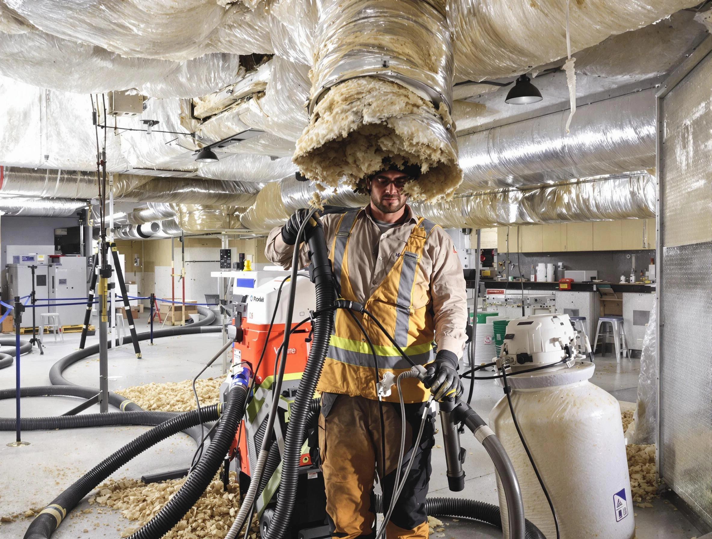 Professional vacuum insulation removal by North Valley Air Duct Cleaning expert in North Valley